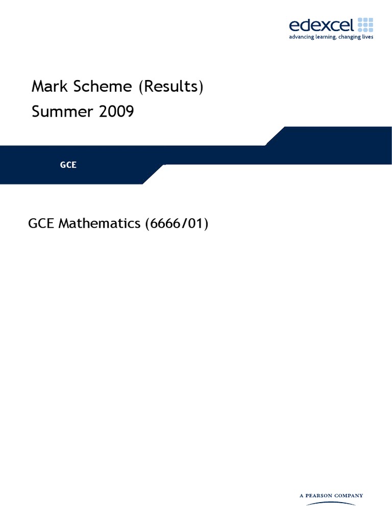 GCE Mathematics C4 Mark Scheme 2009 | PDF | Mathematics | Elementary ...