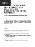 Module 5: Building The Teaching Portfolio Related To The Implementation of The Modalities