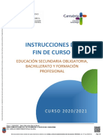 Instrucciones Fin de Curso Secundaria 2020-21