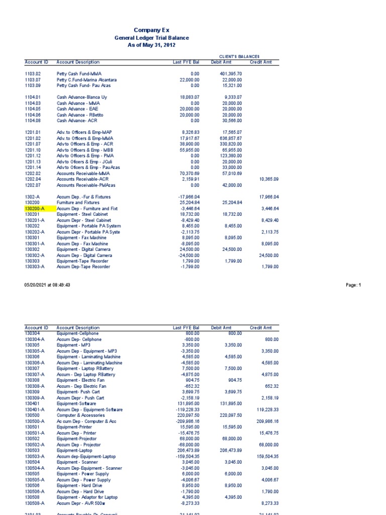 General Ledger Trial Balance Report | PDF | Debits And Credits ...