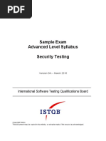 Sample Exam Advanced Level Syllabus Security Testing: International Software Testing Qualifications Board