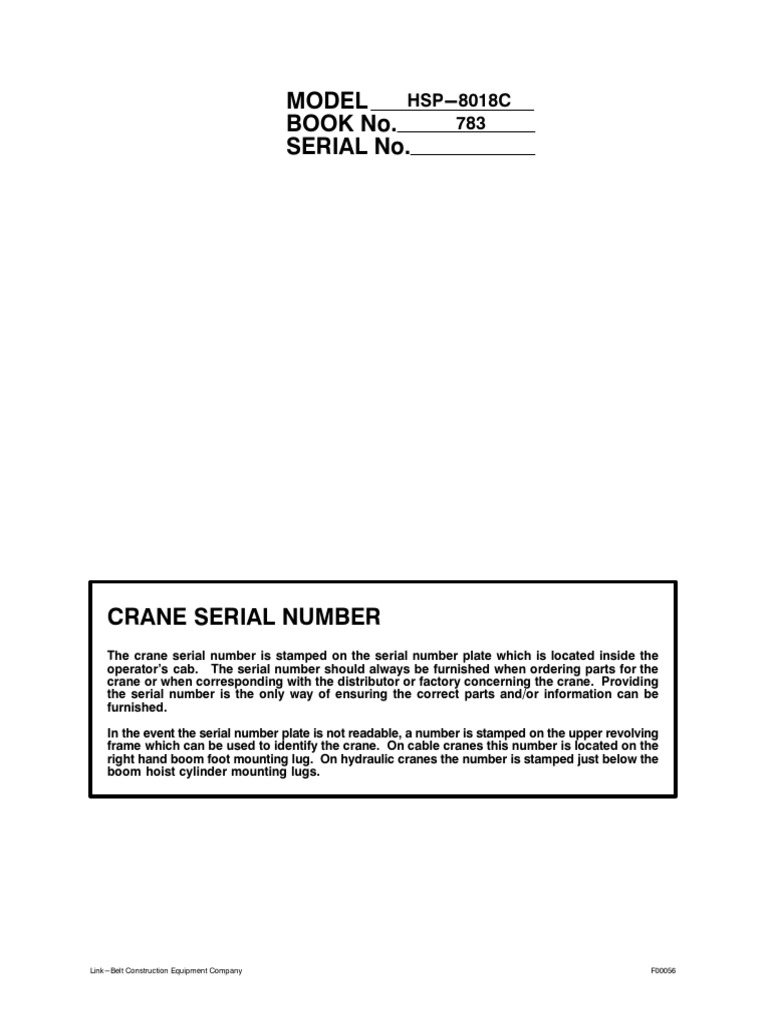 Locating Crane Serial Numbers PDF Crane (Machine) Equipment