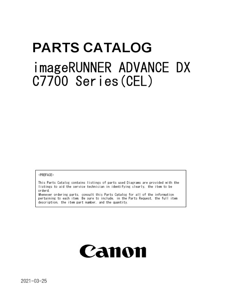 ImageRUNNER ADVANCE DX C7700 Series - Partscatalog - E - EUR | PDF.