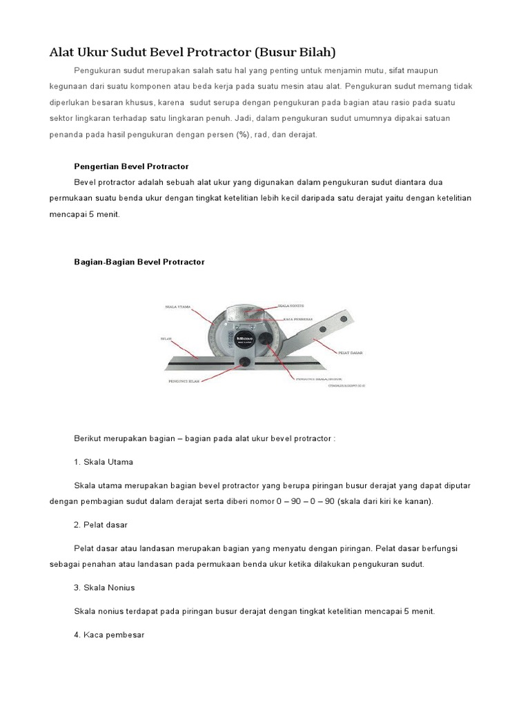 Fungsi dan Cara Menggunakan Bevel Protractor | PDF