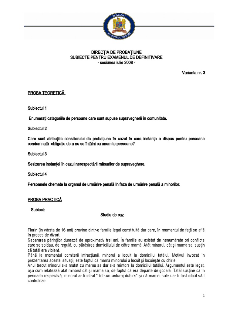 Subiecte Varianta Nr. 3 - 10072008 | PDF