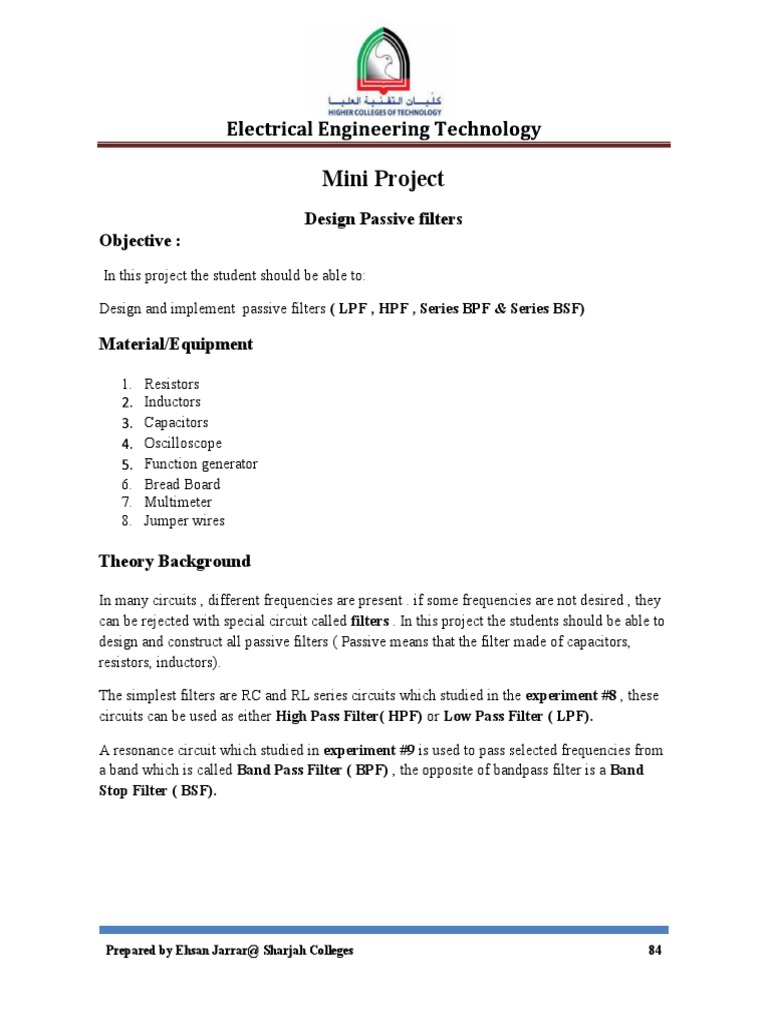 Final Project Bpf Pdf Electronic Filter Low Pass Filter
