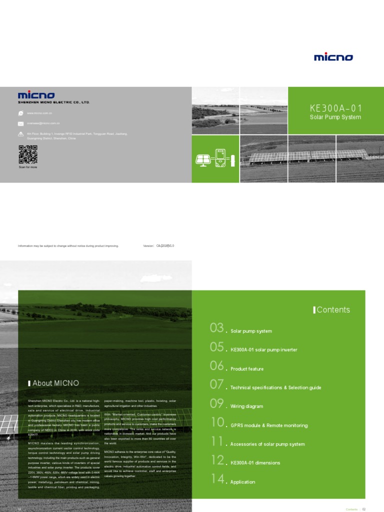 Micno Ke300a 01 Solar Pump Inverter Catalog | PDF | Power Inverter ...