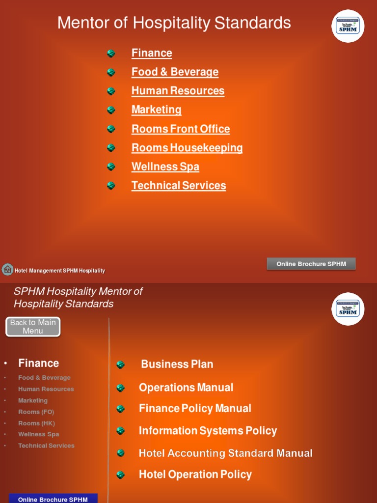 Hotel Standard Operating Procedures List PDF Deferral Menu