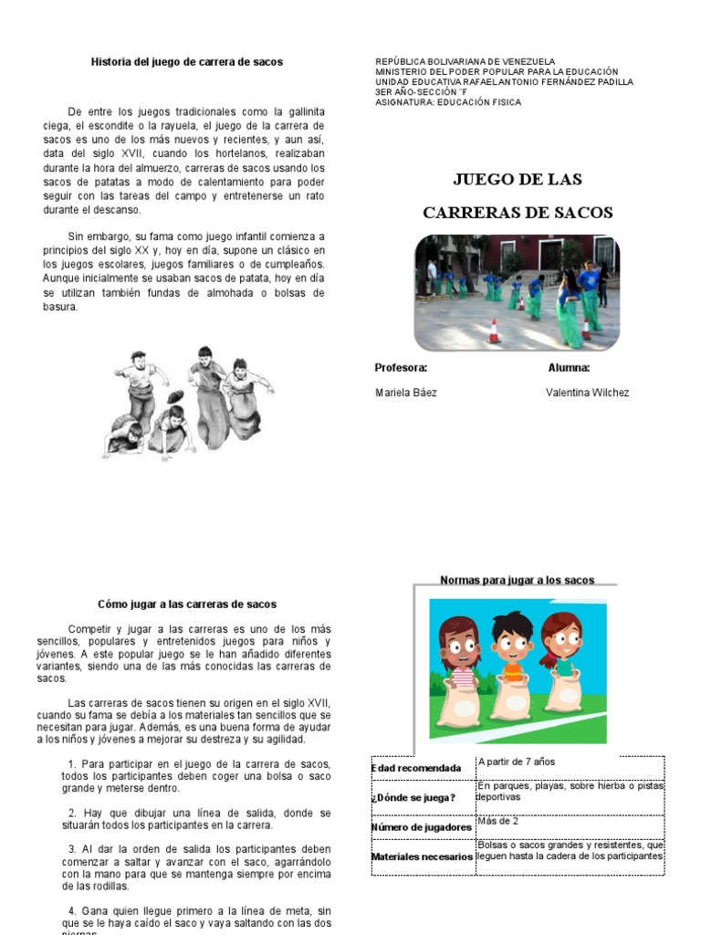 Juego de Las Carreras de Sacos | PDF | Deportes | Ocio