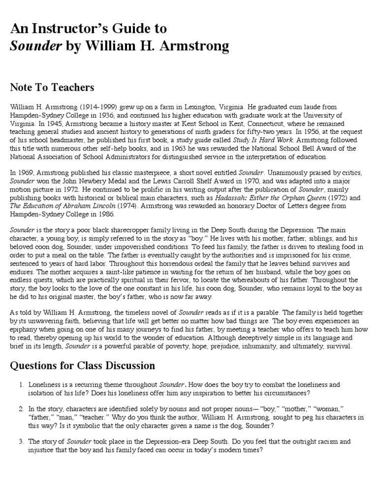 Instructor's Guide to Sounder | PDF