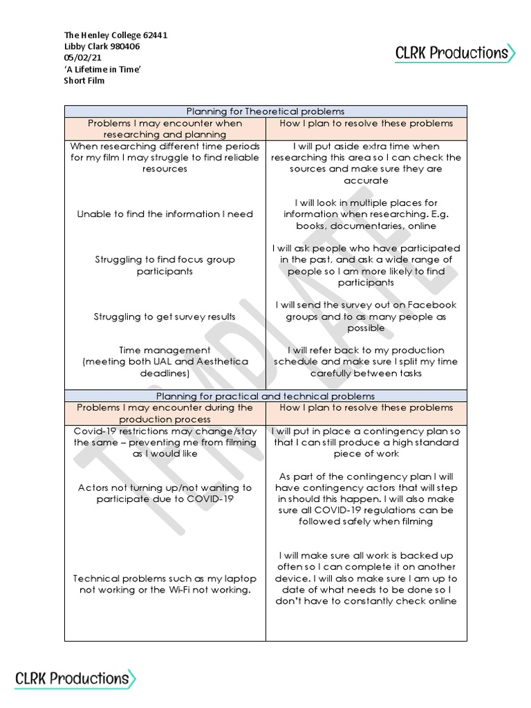 Short Film Production Challenges & Solutions | PDF | Communication ...