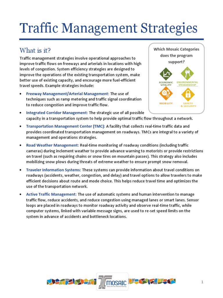 Traffic Management Strategies Overview | PDF | Traffic | Traffic Congestion