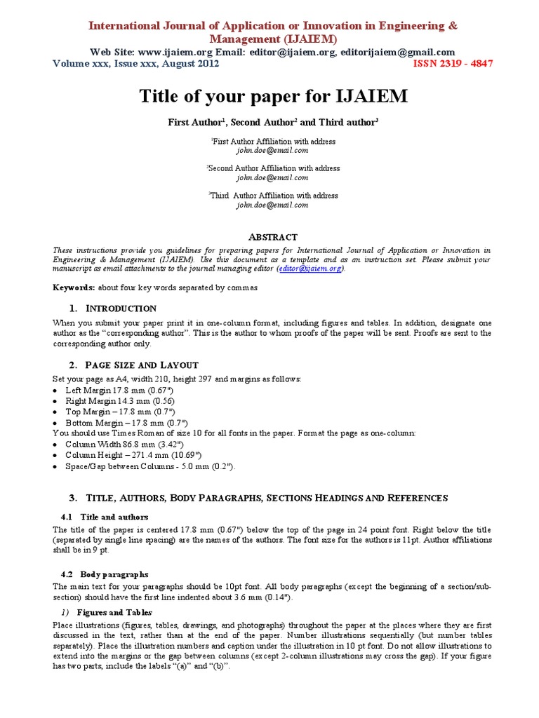 IJAIEM Paper Format | PDF | Bracket | Page Layout