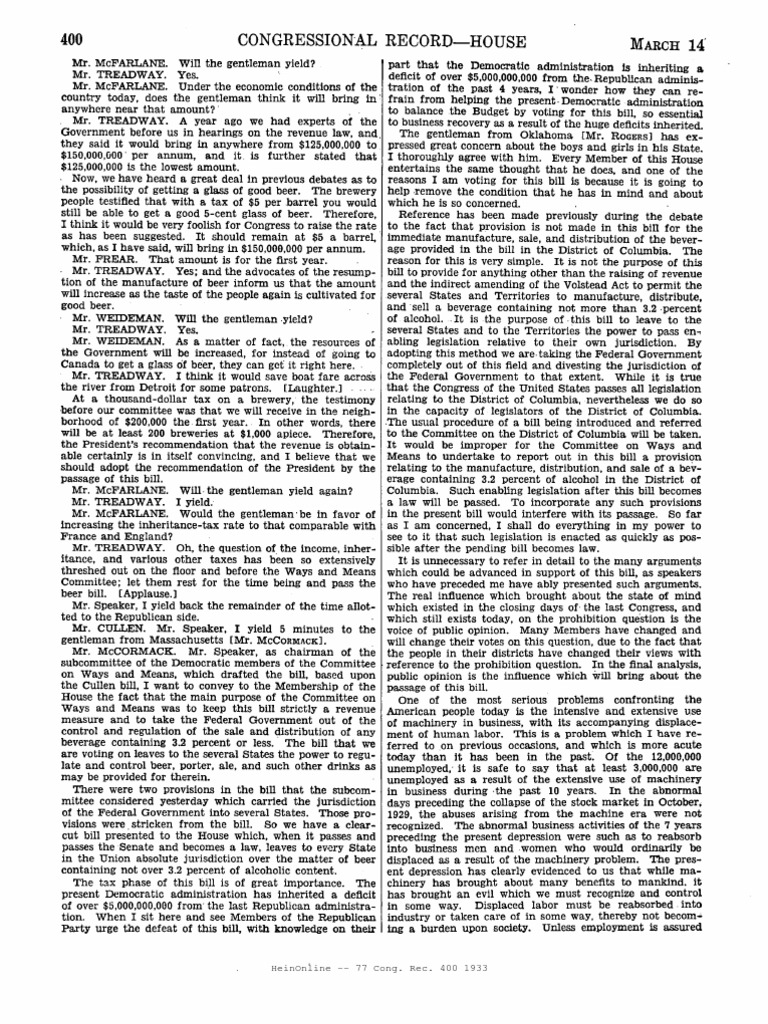 77th Congress Records, 1933 | PDF | Archive | Reference Works