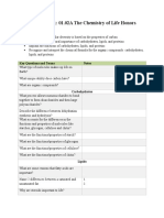 Biology Notebook: 01.02A The Chemistry of Life Honors: Key Questions and Terms Notes