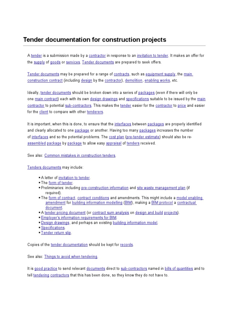 Tender Documentation For Construction Projects | PDF | Technology ...