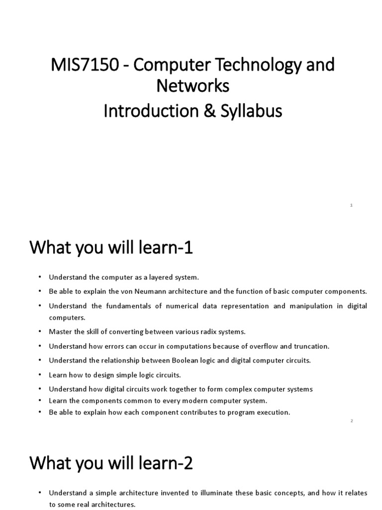 Computer Tech & Networks Syllabus | PDF | Computer Program | Programming