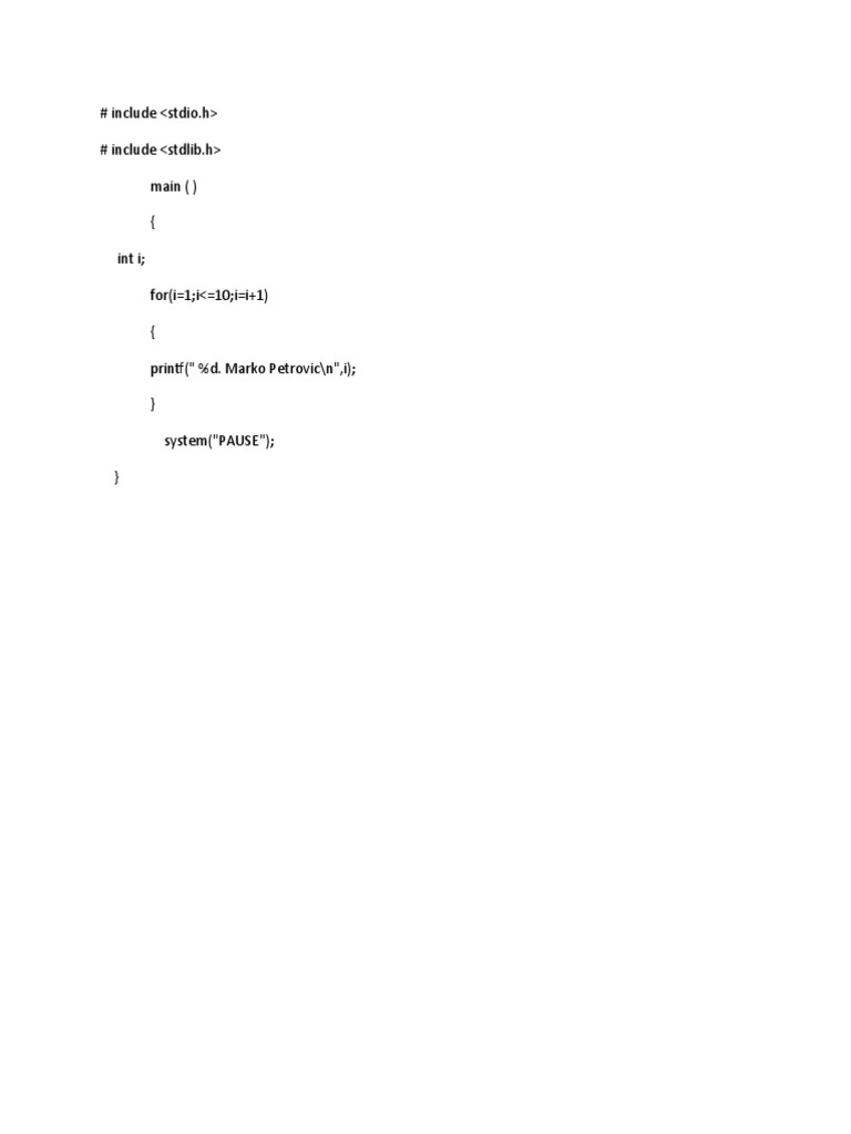 C Program to Print Names in Loop | PDF