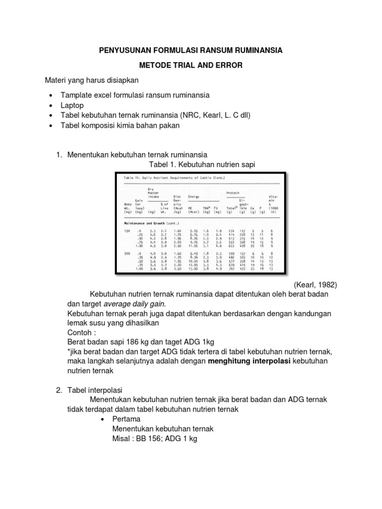 Penyusunan Ransum Sapi Potong Excel | PDF | Kesehatan Holistik | Sains ...