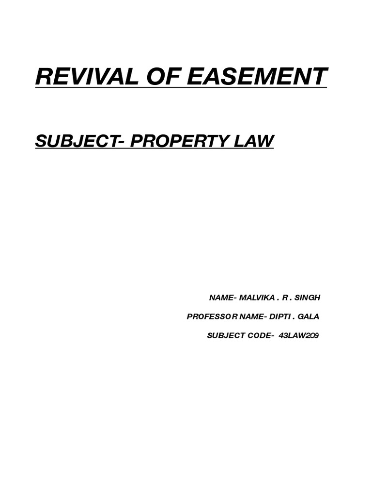 Property Law Assignment PDF Easement Property Law