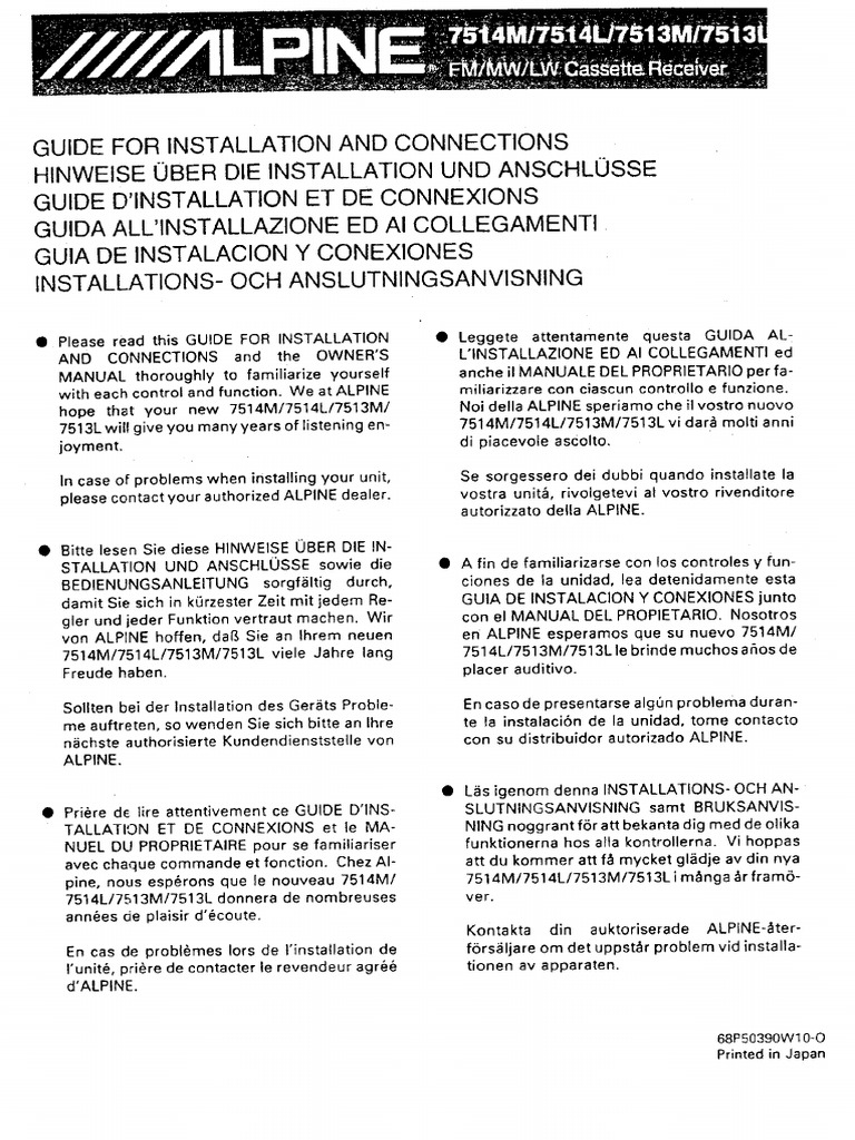 Manual Alpine 7513 | PDF