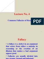 Lecture No. 4: Common Fallacies of Reasoning