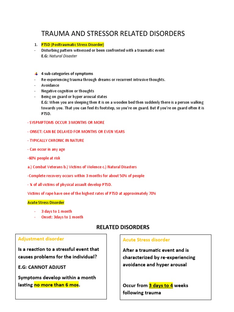 Trauma and Stressor Related Disorders | PDF | Psychological Trauma ...