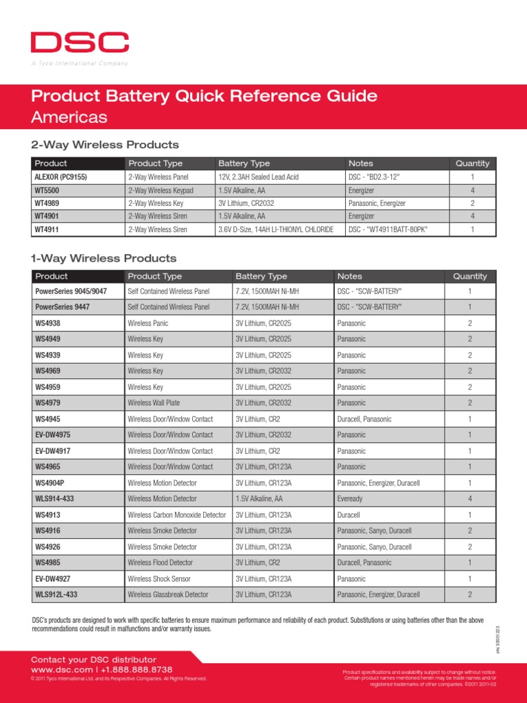Jun - 2014 - Product Battery Chart - NA | PDF | Energy Storage ...