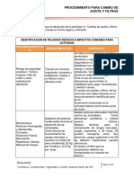 p012 Procedimiento para Cambio de Aceite y Filtros