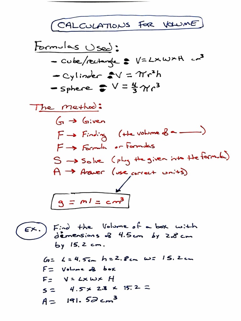 Gffsa Calculations For Volume Notes Pdf