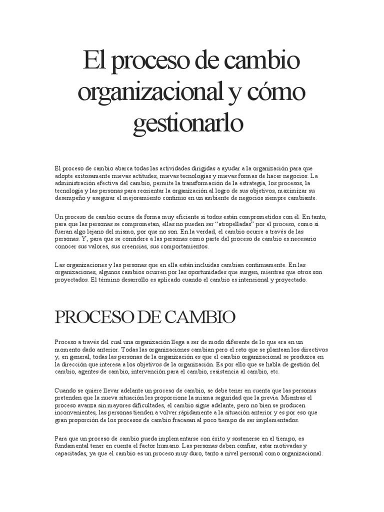 Gestión del Cambio Organizacional Efectiva | PDF | Gestión del cambio ...