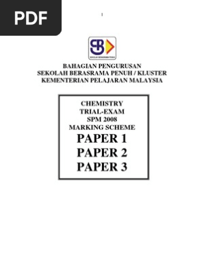 Spm Percubaan 2008 Sbp Chemistry Answers Pdf Ion Redox