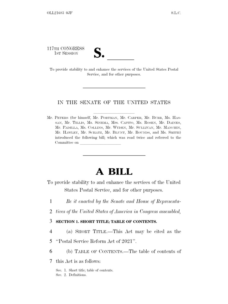 PetersPortman Postal Reform Act PDF Medicare (United States