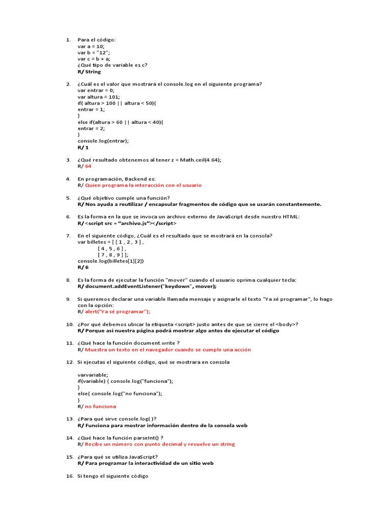 Examen Programacion Basica | PDF | Lenguaje de programación | Gestión ...