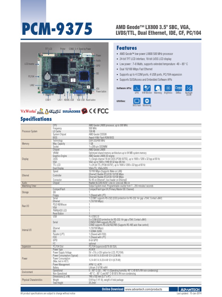 PCM-9375 DS (01.15.14) 20140205145233 | PDF | Computer Science | Office ...