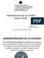 Ad de la Calidad. Matriz DOFA