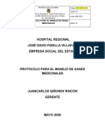 Protocolo para El Manejo de Gases Medicinales