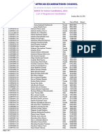 The West African Examinations Council: List of Registered Candidates