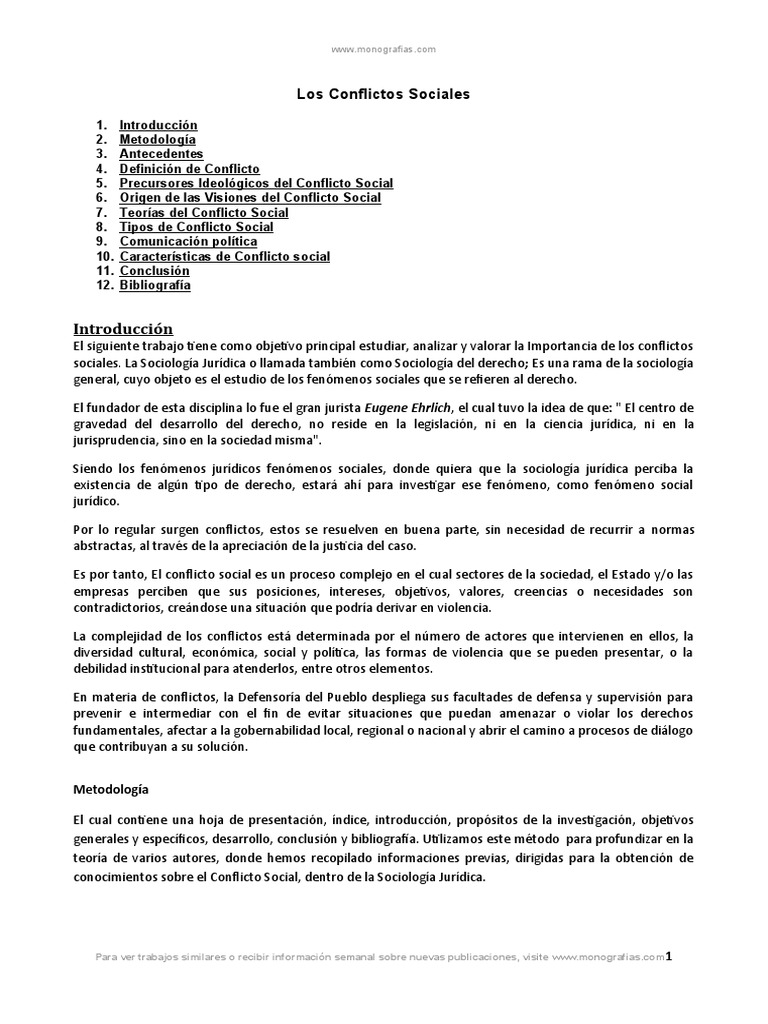Importancia de los Conflictos Sociales | PDF | Conflicto (proceso) | La ...