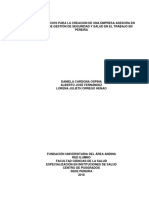 Plan de negocios para la creación de una empresa asesora en el sistema de gestión de seguridad y salud en el trabajo en Pereira