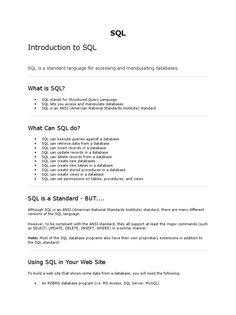 SQL Study Material | Download Free PDF | Relational Database | Sql