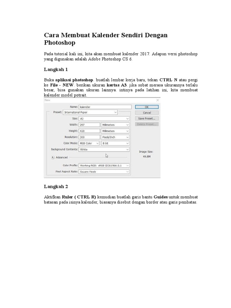 Cara Membuat Kalender Sendiri Dengan Photoshop | PDF