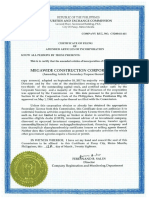 Megawide Certificate of Filing of Amended AOI