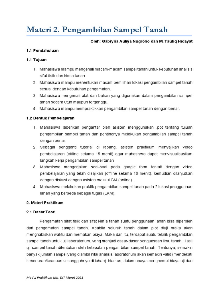 Metode Pengambilan Sampel Tanah | PDF