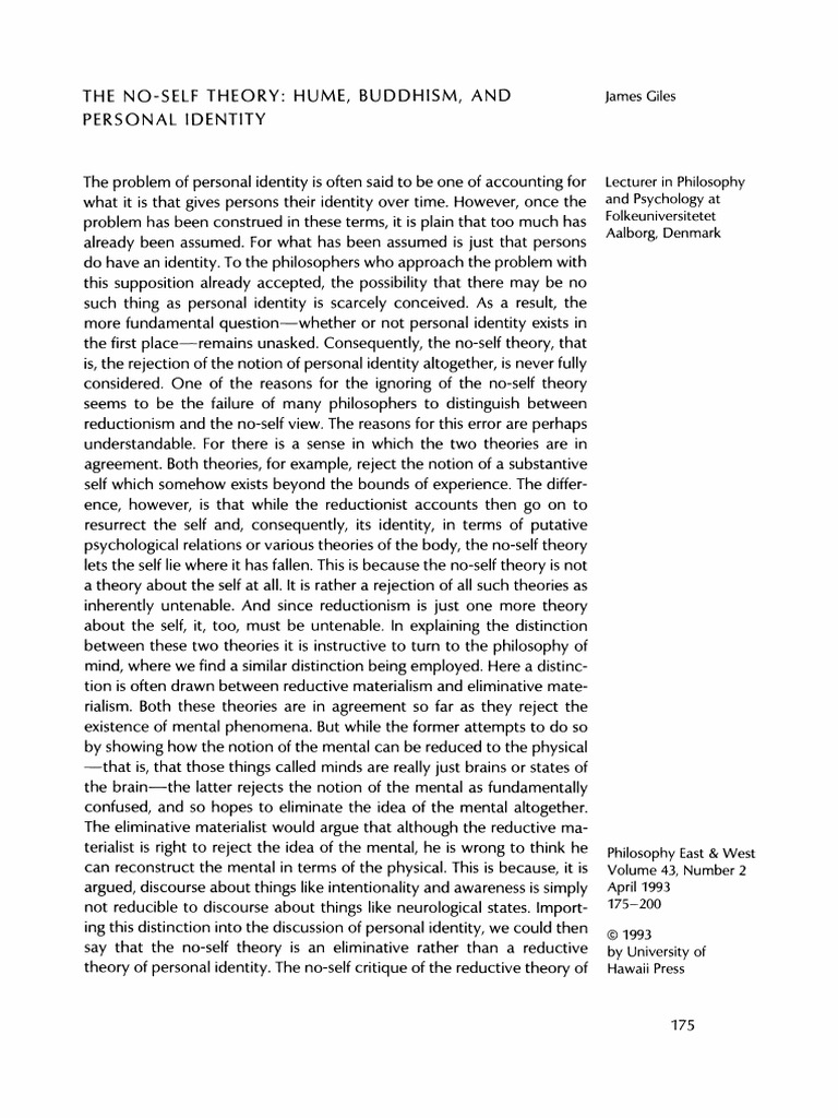 James Giles The NoSelf Theory Hume, Buddhism, and Personal