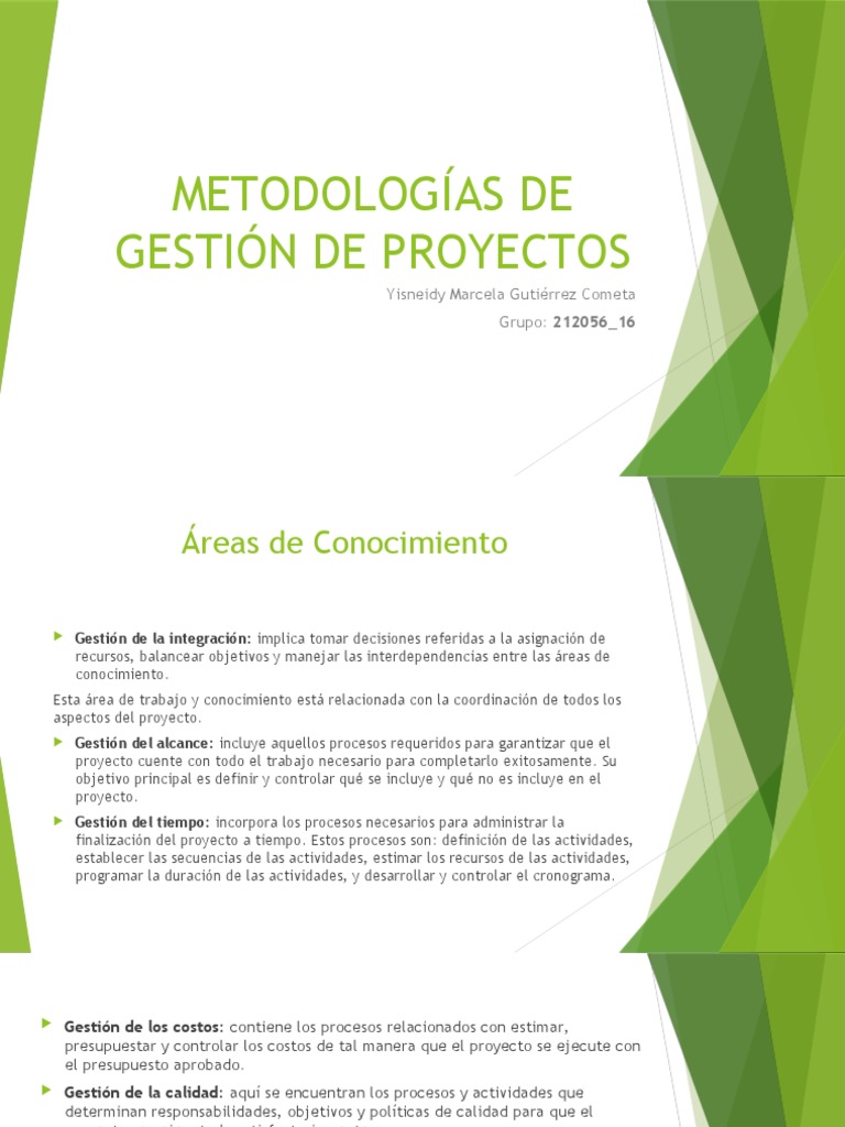 Metodologías de Gestión de Proyectos Final | PDF | Gestión de proyectos ...