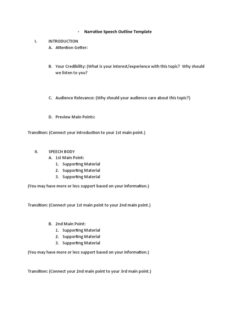 Module6 Narrative Speech Outline Template Pdf