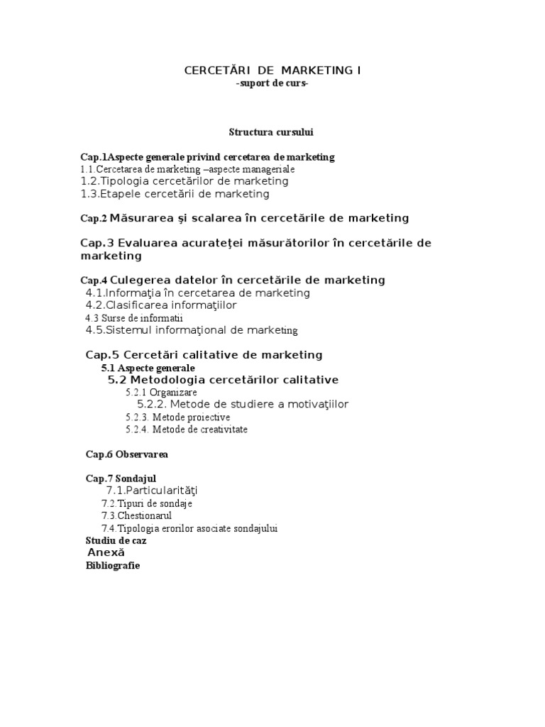 Cercetari De Marketing