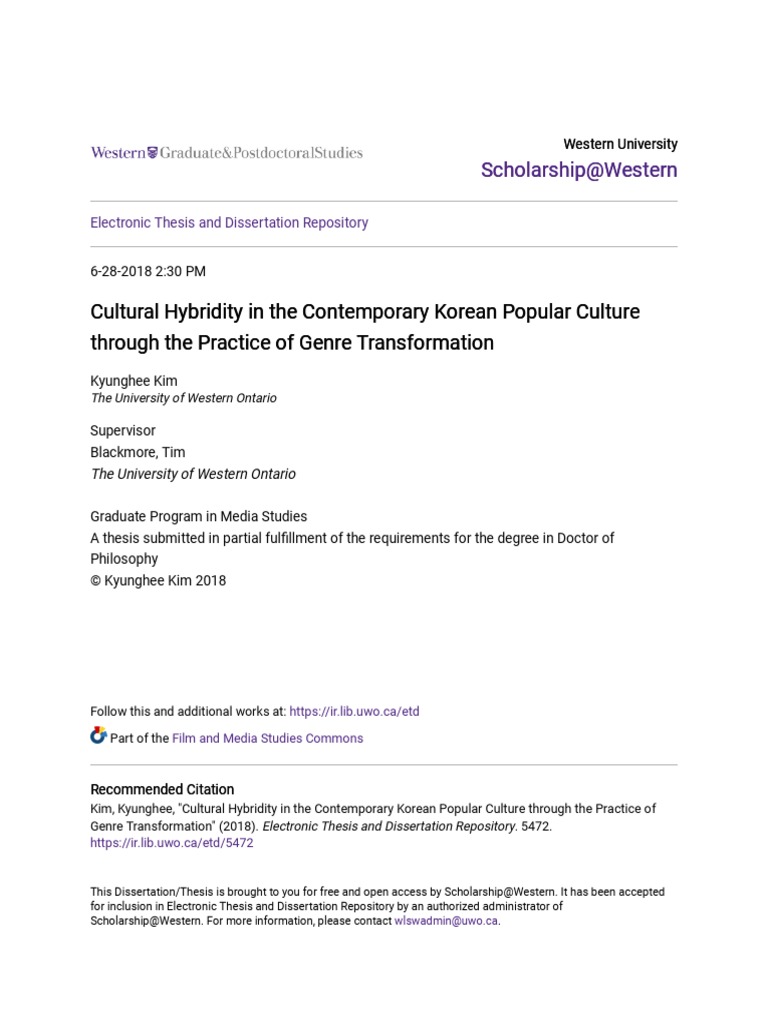 Cultural Hybridity In The Contemporary Korean Popular Culture Pdf