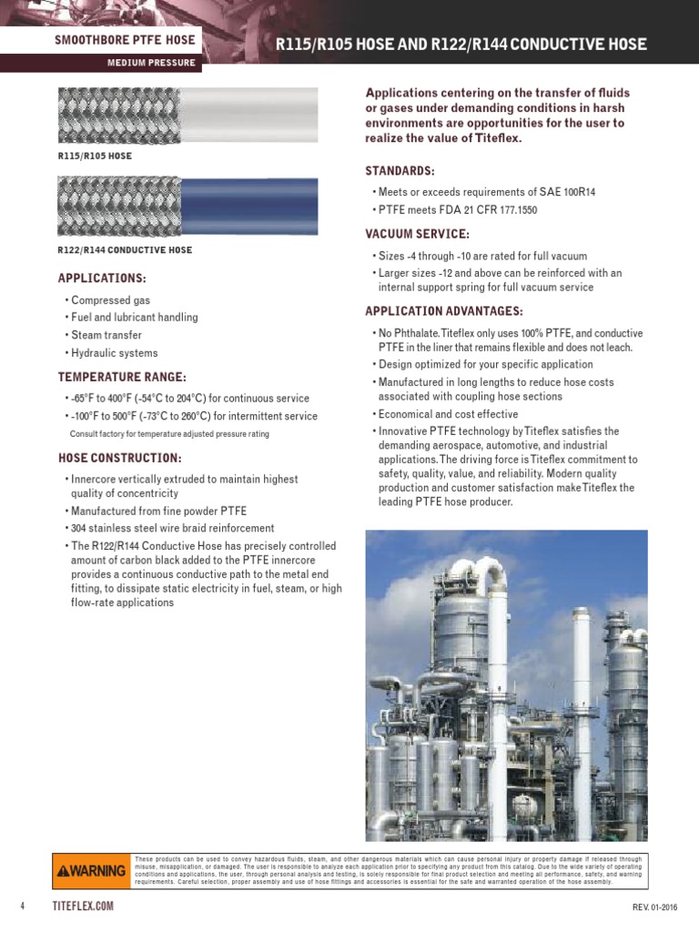 Titeflex R115/R105 Hose Overview | PDF | Hose | Extrusion